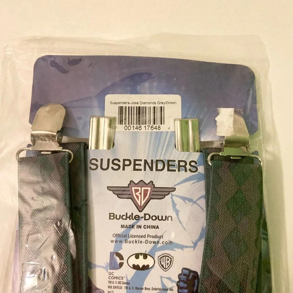 DC Comics Batman Joker Diamonds Grey and Green Buckle Down Suspenders - Picture 8 of 15
